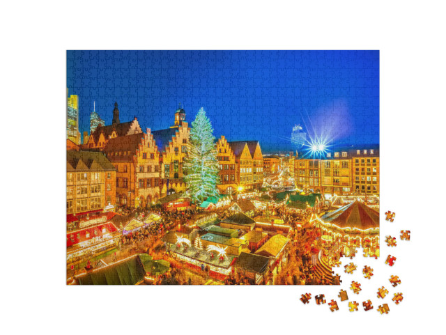 Puzzle 1000 Teile „Traditioneller Weihnachtsmarkt in der Altstadt von Frankfurt, Deutschland“