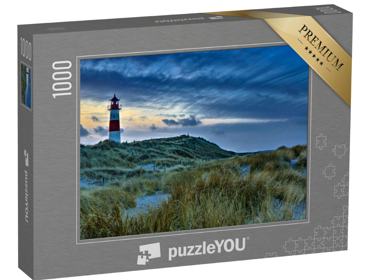 Puzzle 1000 Teile „Sonnenuntergang am Leuchtturm auf Sylt, List, Deutschland“