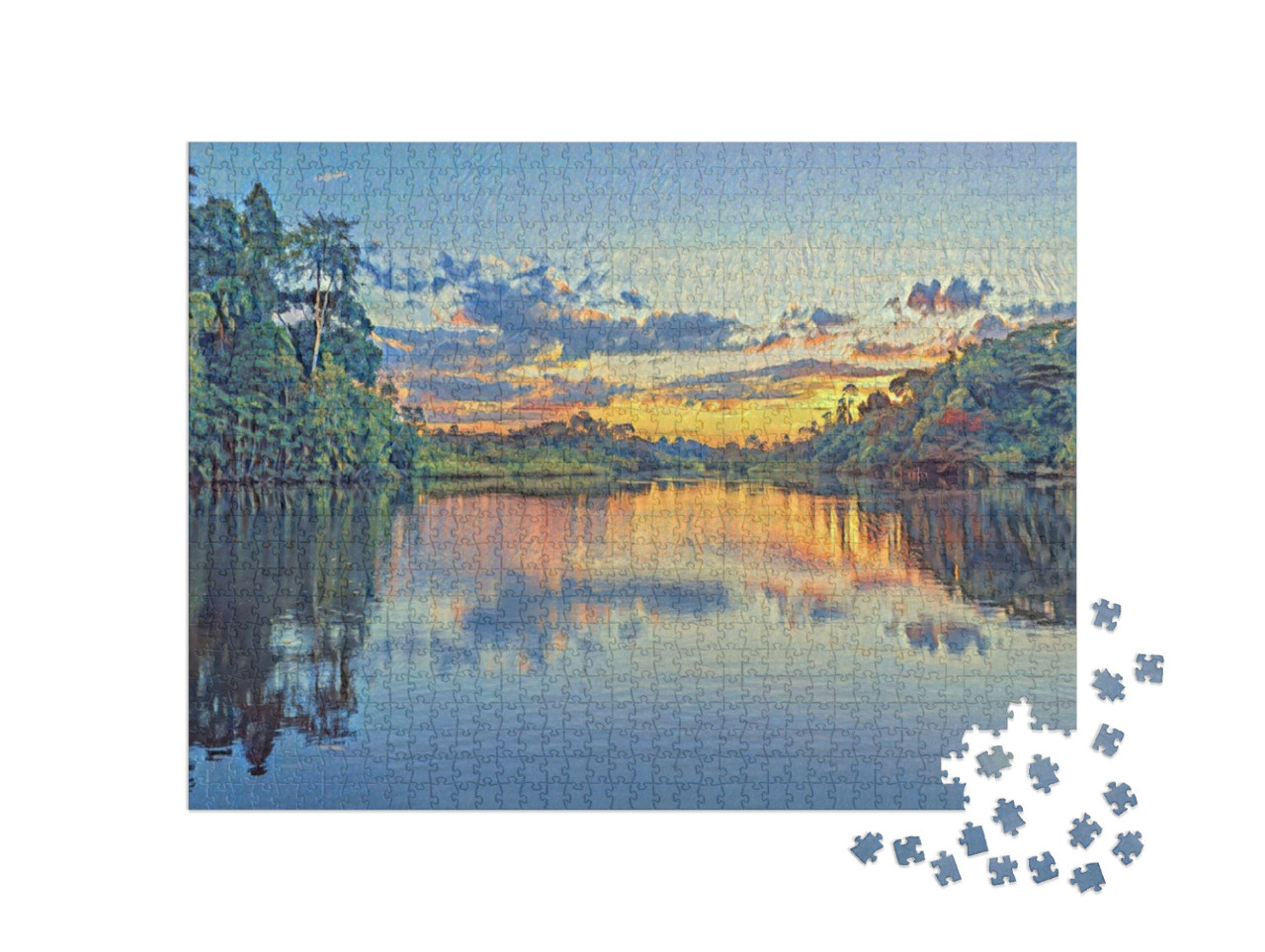 Puzzle 1000 Teile „im Stil von Paul-Cezanne - Sonnenuntergang am Amazonas - Puzzle-Kollektion Künstler & Gemälde“