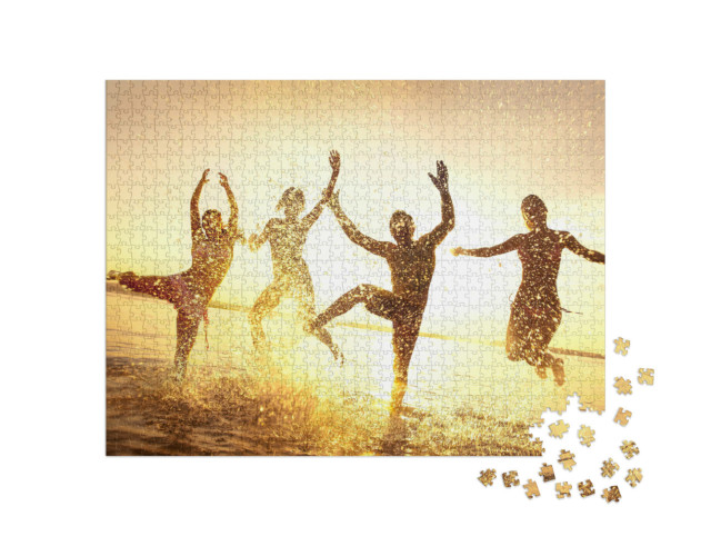 Puzzle 1000 Teile „Tanzen in den Wellen am Strand im Sommer“