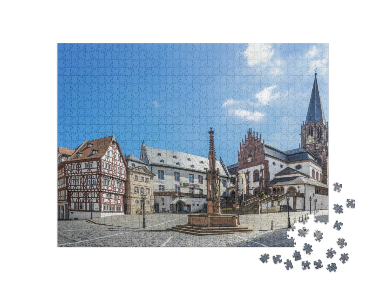 Puzzle 1000 Teile „Wunderschöne Stiftsbasilika in Aschaffenburg, Deutschland“