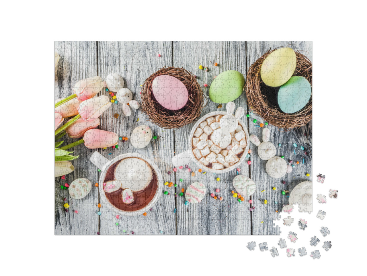 Puzzle 1000 Teile „Ostereier und Kakao“