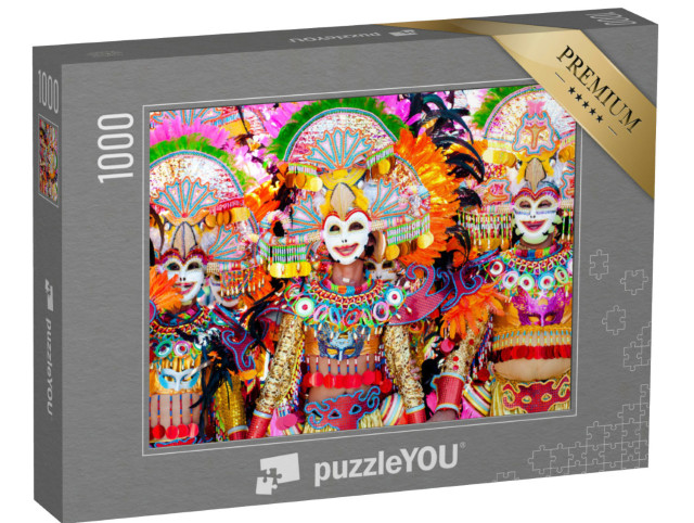 Puzzle 1000 Teile „Bunte Masken auf dem Masskara Festival, Bacolod City, Philippinen“
