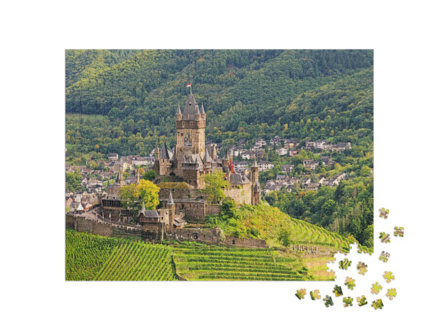 Puzzle 1000 Teile „Majestätische Burg Cochem, Deutschland“
