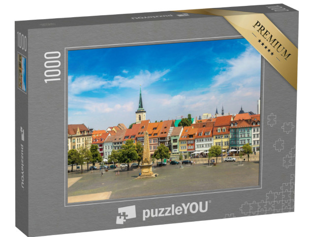 Puzzle 1000 Teile „Historisches Stadtzentrum in Erfurt an einem schönen Sommertag, Deutschland“