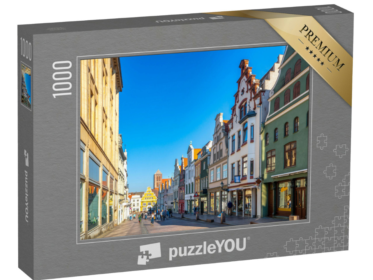 Puzzle 1000 Teile „Malerische Altstadt von Wismar, Deutschland“
