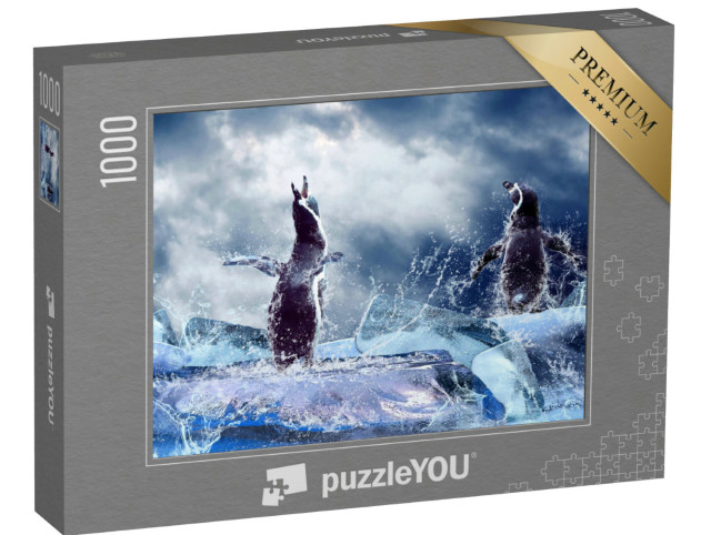 Puzzle 1000 Teile „Ein Pinguin auf dem Eis“
