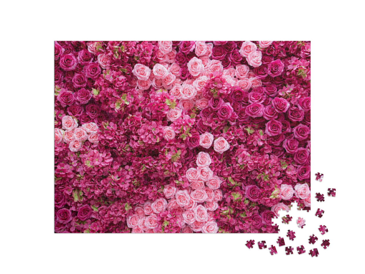 Puzzle 1000 Teile „Hintergrund von roten und rosa Rosen“