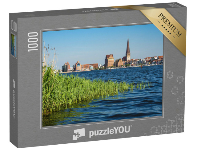 Puzzle 1000 Teile „Blick auf Rostock mit Warnow, Deutschland“