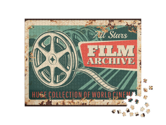 Puzzle 1000 Teile „Retro Design einer Filmspule, Kino“