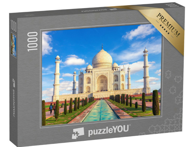 Puzzle 1000 Teile „Blick auf das Taj Mahal an einen sonnigen Tag, Indien“