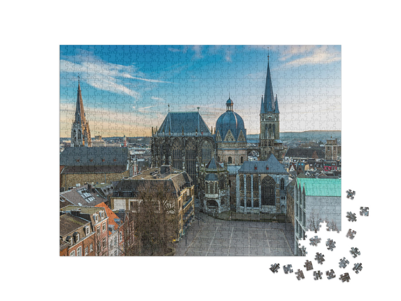 Puzzle 1000 Teile „Aachener Dom an einem ruhigen Morgen“