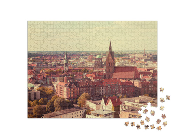 Puzzle 1000 Teile „Blick über Hannover, Niedersachsen, Deutschland“