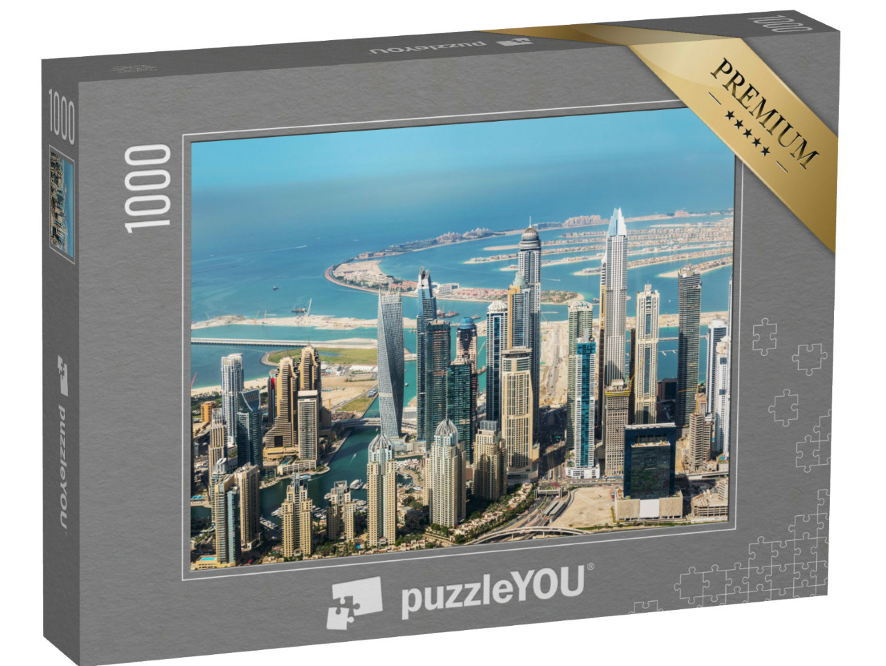 Puzzle 1000 Teile „Skyline von Dubai Marina und Palm Jumeirah, Vereinigte Arabische Emirate“