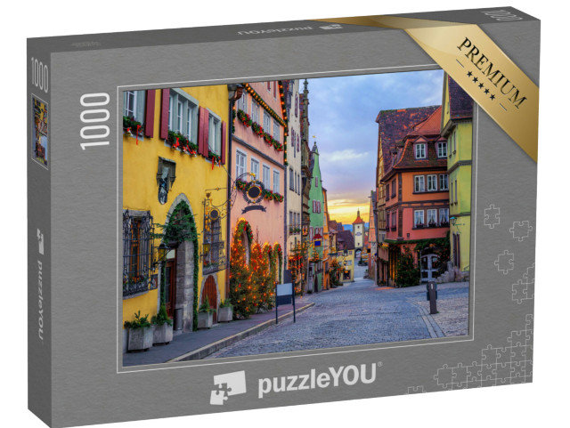 Puzzle 1000 Teile „Bunte Häuser: Historische Altstadt von Rothenburg ob der Tauber“