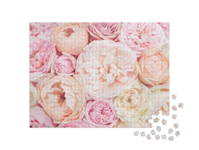 Puzzle 1000 Teile „Sommerblüten im zarten Rosa und Pastellfarben“