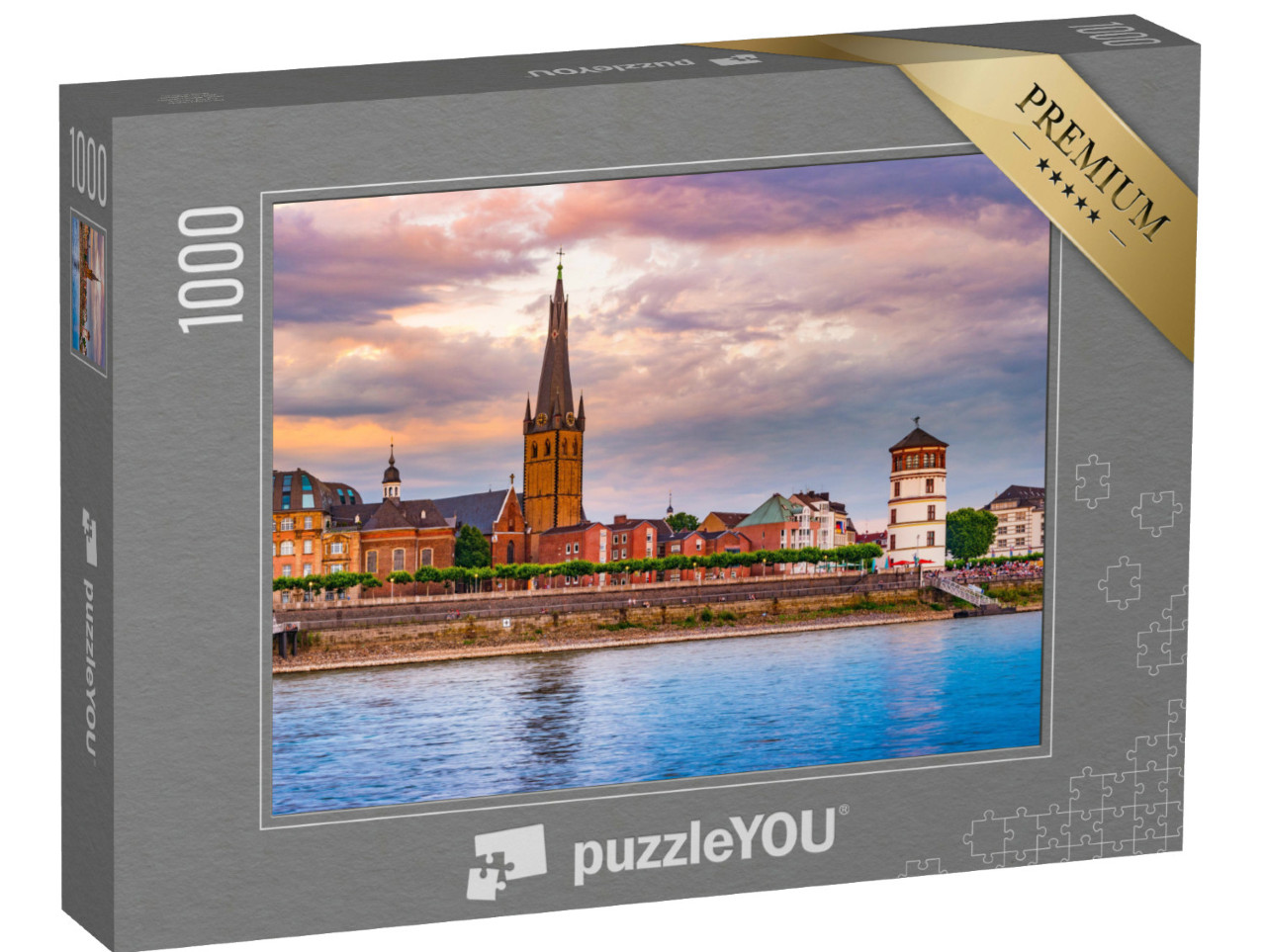 Puzzle 1000 Teile „Skyline von Düsseldorf am Rhein, Deutschland“