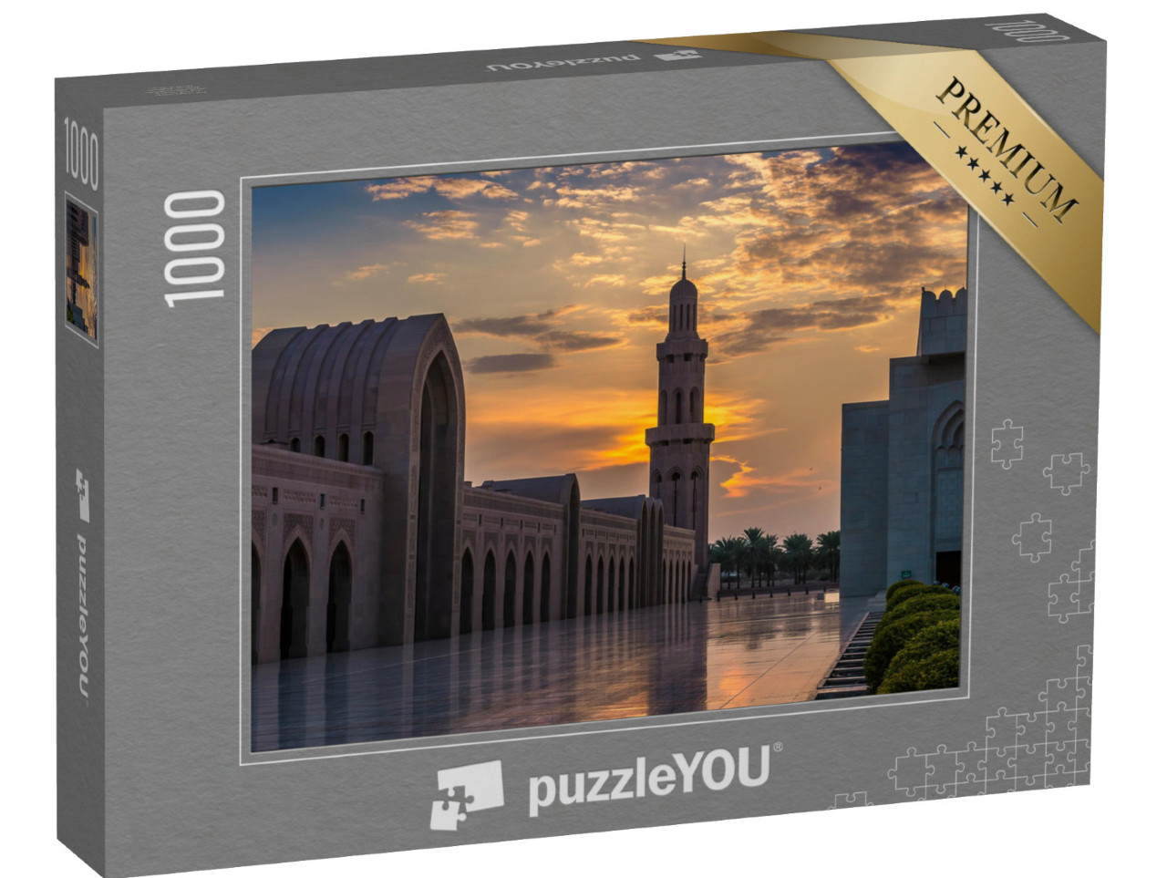 Puzzle 1000 Teile „Sonnenuntergang über der Moschee in Miscat, Oman“