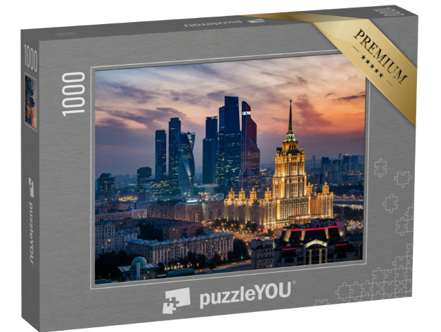Puzzle 1000 Teile „Moskauer Skyline: Sonnenuntergang über der City, Russland“