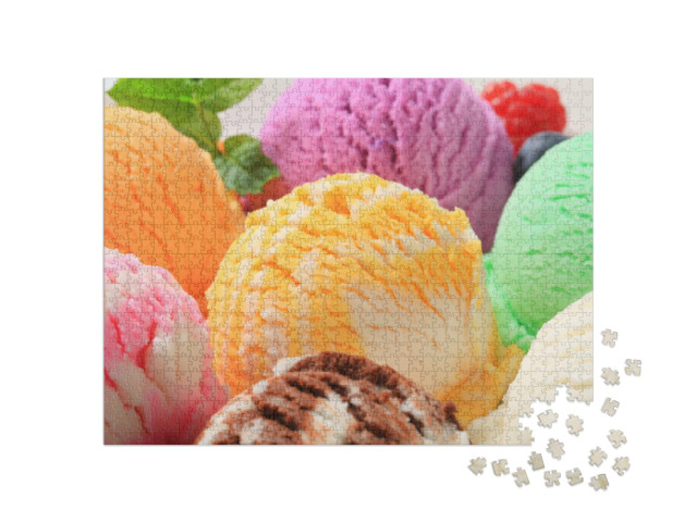 Puzzle 1000 Teile „Bunte Eiskugeln, bereit zum Genießen“