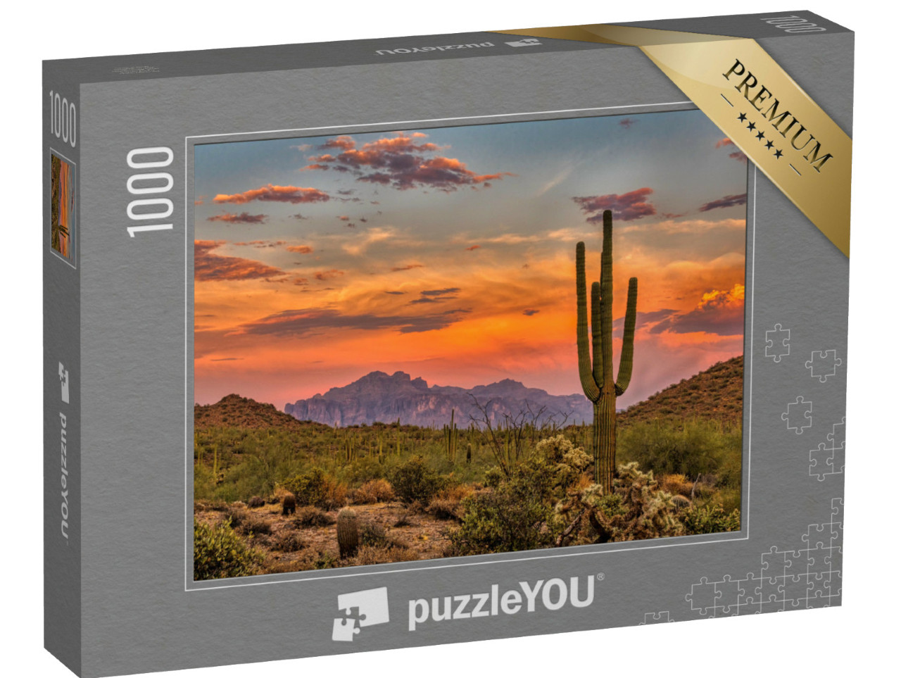 Puzzle 1000 Teile „Sonnenuntergang in der Sonoran-Wüste bei Phoenix, Arizona“