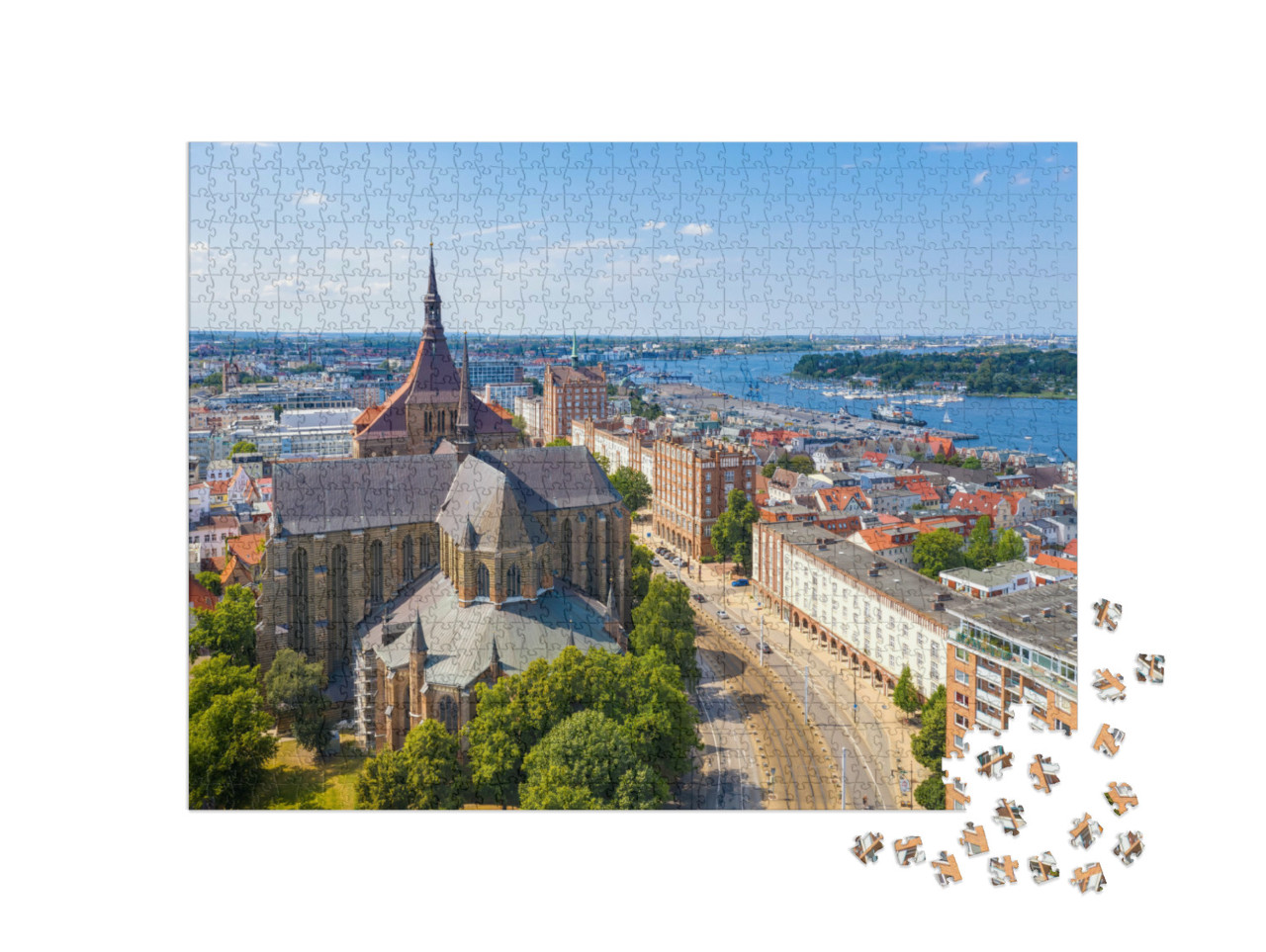 Puzzle 1000 Teile „Blick über Rostock, Deutschland“