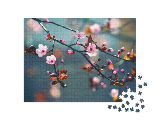 Puzzle 1000 Teile „Wunderschön blühende japanische Kirsche“