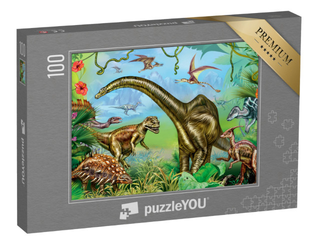 Puzzle 100 Teile „Welt der beeindruckenden Dinosaurier“