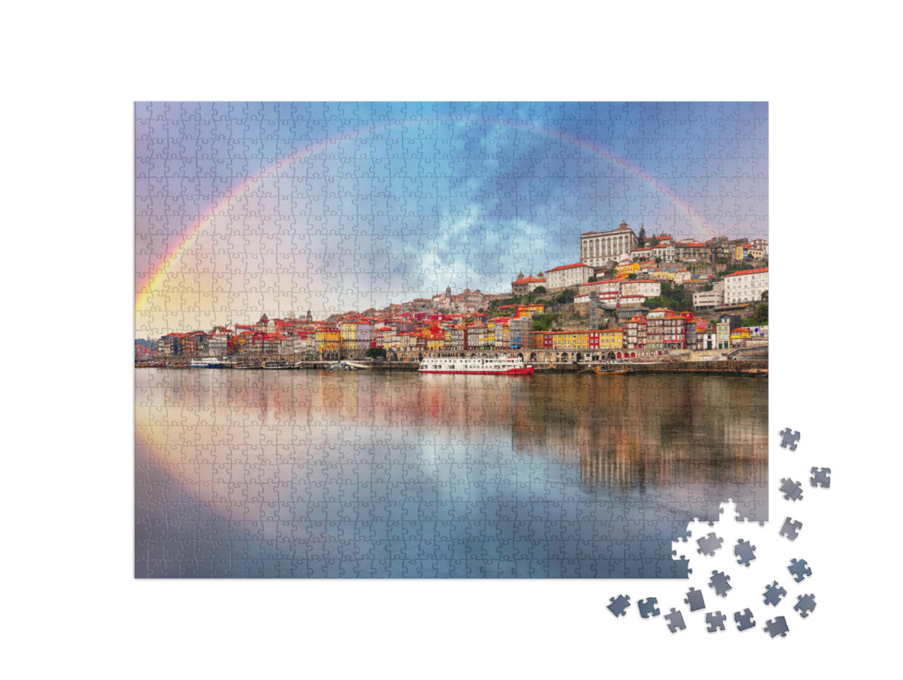 Puzzle 1000 Teile „Regenbogen über Porto, Portugal“