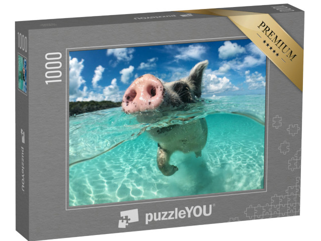 Puzzle 1000 Teile „Ein schwimmendes Schwein, Big Majors Cay, Bahamas“