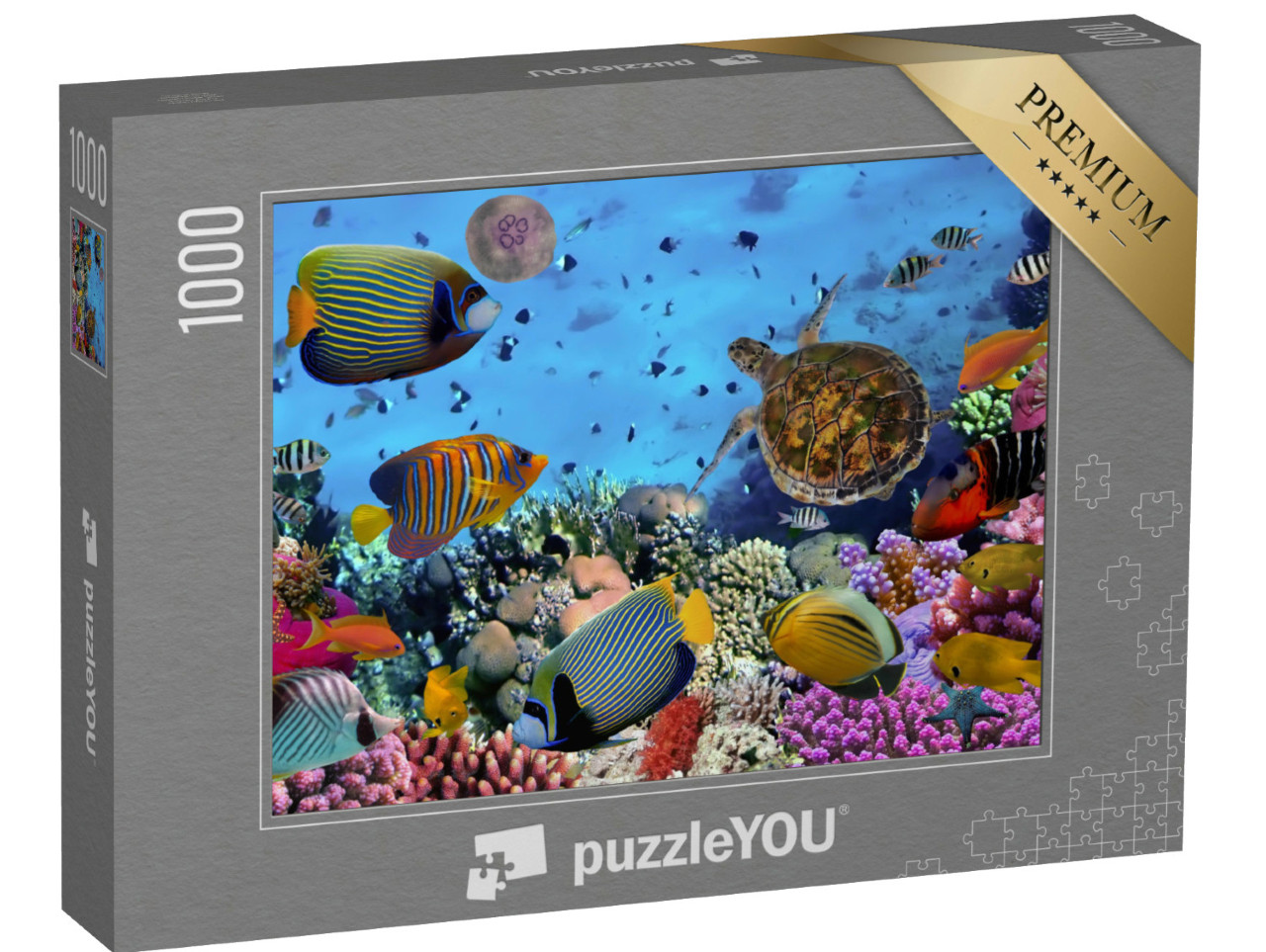 Puzzle 1000 Teile „Buntes Korallenriff mit Fischen und Meeresschildkröten“