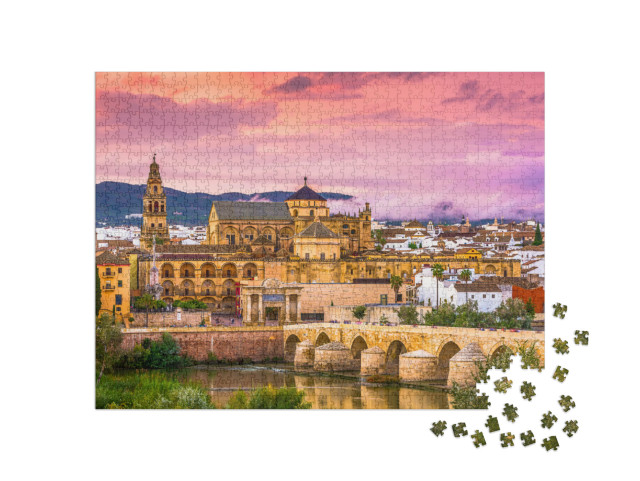 Puzzle 1000 Teile „Cordoba, Spanien an der Moschee-Kathedrale und der römischen Brücke“