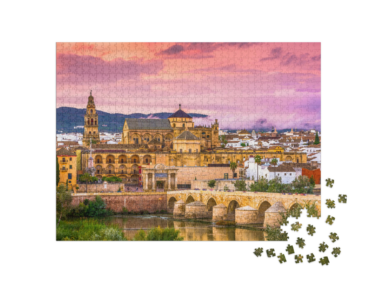 Puzzle 1000 Teile „Cordoba, Spanien an der Moschee-Kathedrale und der römischen Brücke“