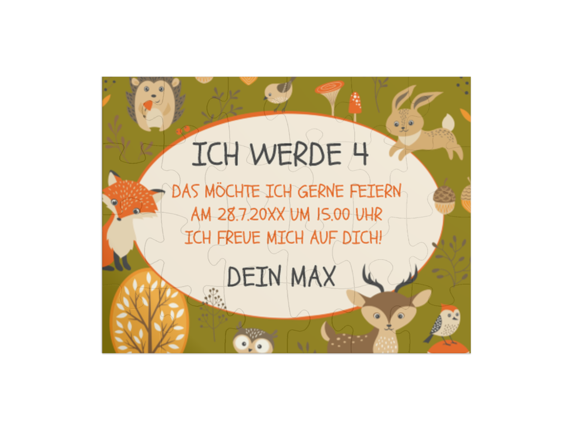 "Waldtiere" in Querformat grün