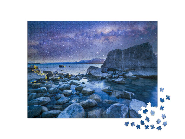 Puzzle 1000 Teile „Spektakuläres Bild des Lake Tekapo mit Milchstraße, Neuseeland “