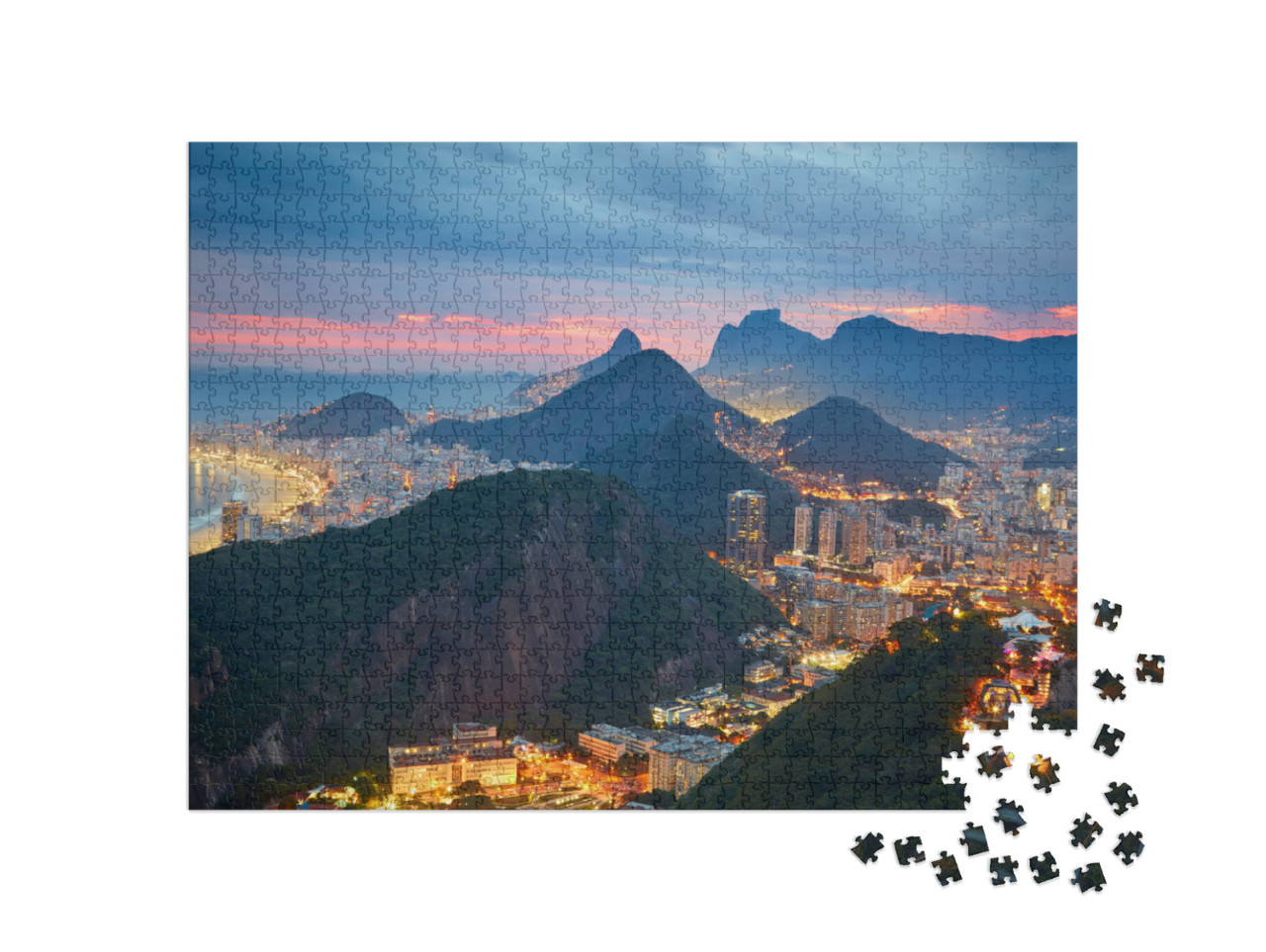 Puzzle 1000 Teile „Nachtansicht von Rio de Janeiro, Brasilien“