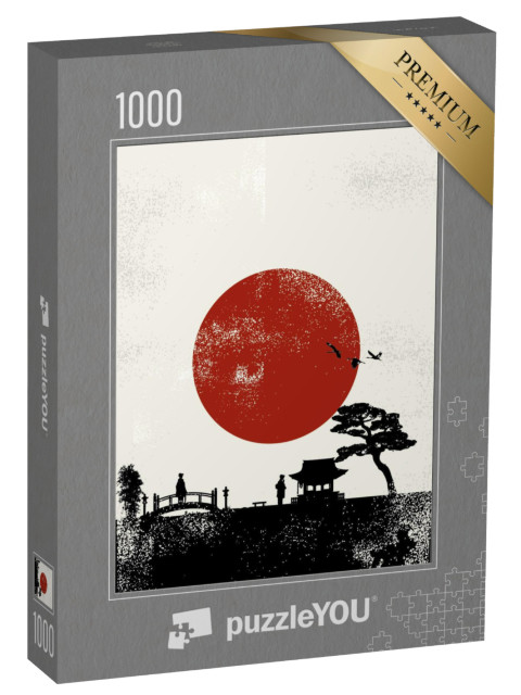 Puzzle 1000 Teile „Japan Landschaftsposter, Vektor“