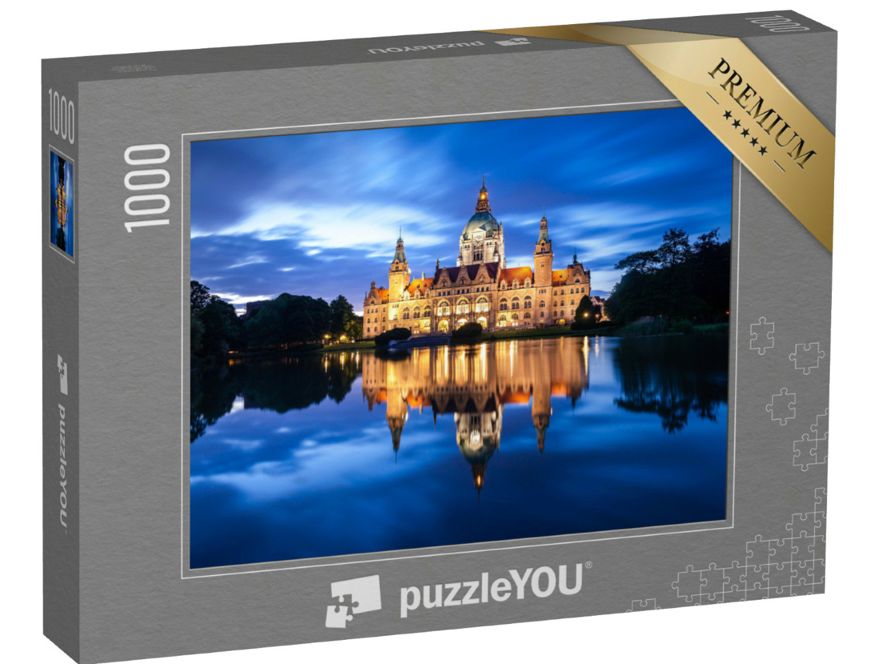 Puzzle 1000 Teile „Nacht über dem Rathaus von Hannover“