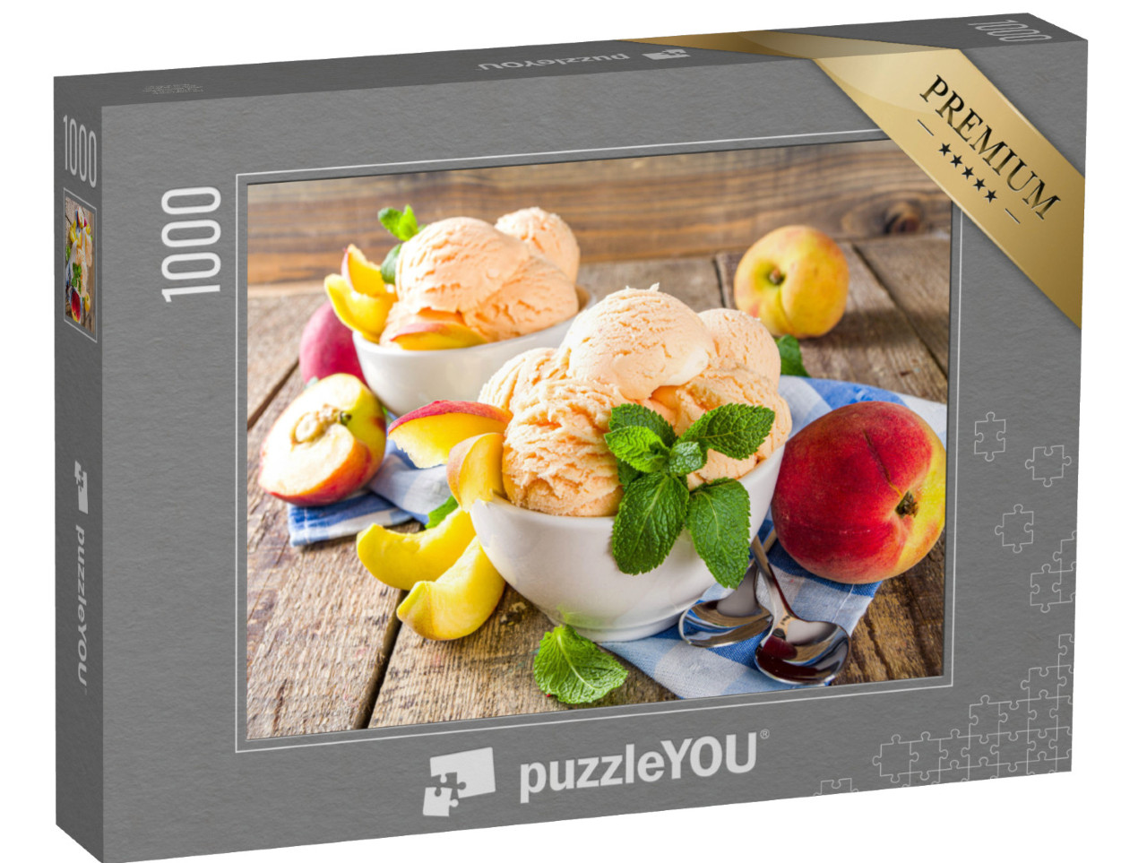 Puzzle 1000 Teile „Hausgemachtes süßes Pfirsicheis“