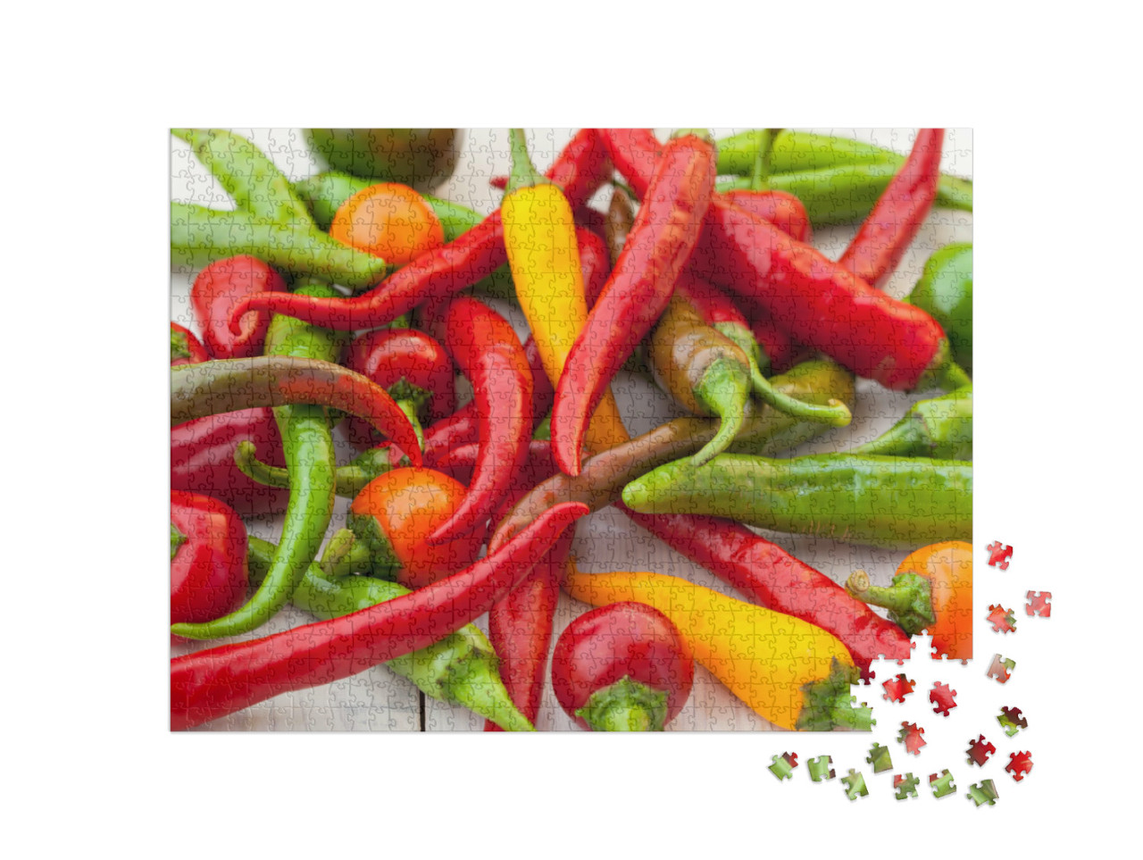 Puzzle 1000 Teile „Scharfe Chilischoten im Korb“