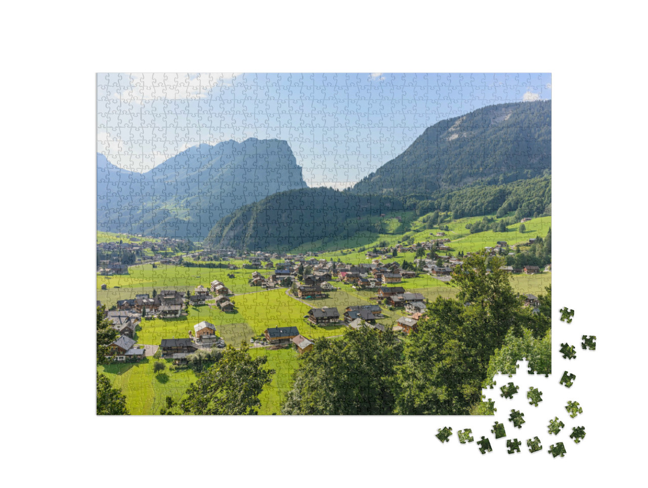 Puzzle 1000 Teile „Panoramablick auf Schoppernau, Vorarlberg, Österreich“