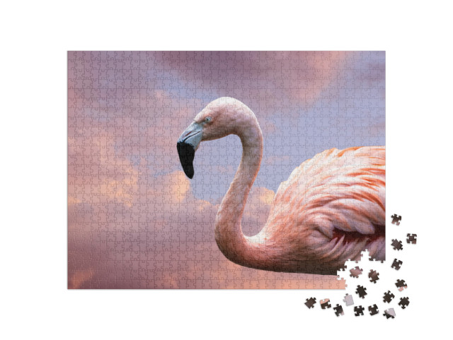 Puzzle 1000 Teile „Amerikanischer Flamingo, auch bekannt als Karibischer Flamingo“