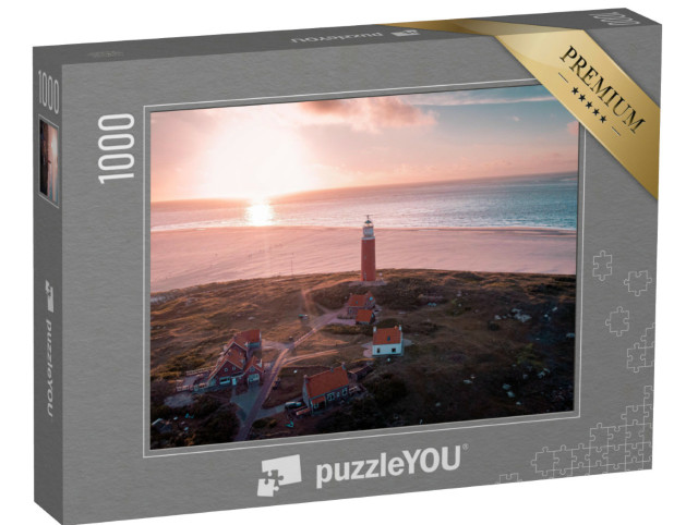 Puzzle 1000 Teile „Texel: Luftaufnahme von einem Leuchtturm, Niederlande“