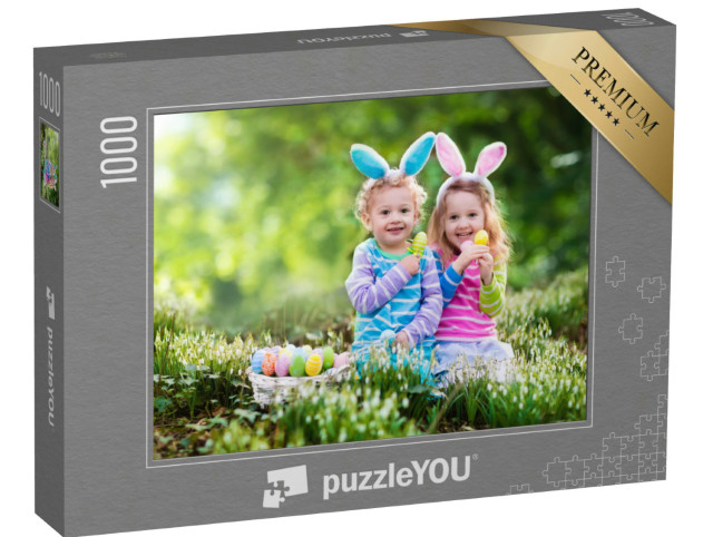 Puzzle 1000 Teile „Ostereiersuche im Garten“