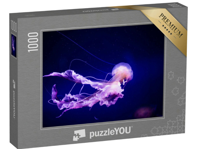 Puzzle 1000 Teile „Spärische Medusa im Neonlicht“