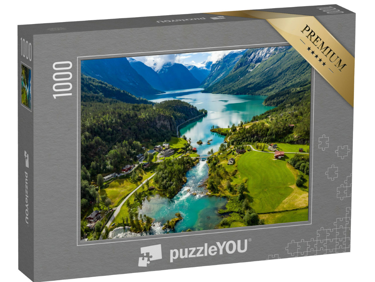 Puzzle 1000 Teile „Der Lovatnet See im Lodal Tal, Norwegen“