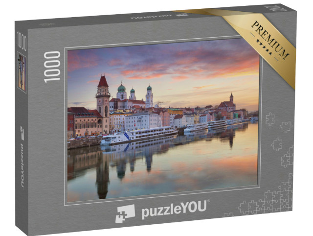 Puzzle 1000 Teile „Passau: Stadt bei Sonnenuntergang, Bayern, Deutschland“