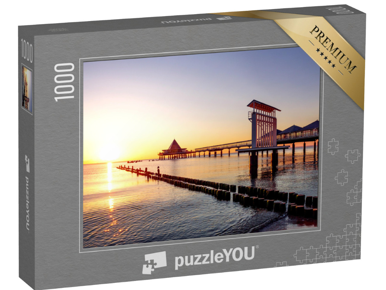 Puzzle 1000 Teile „Abend über der Seebrücke Heringsdorf, Insel Usedom“