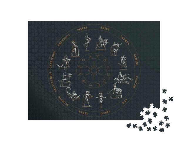 Puzzle 1000 Teile „Vektor-Illustration: Kreis des Tierkreises“
