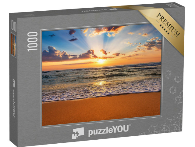 Puzzle 1000 Teile „Sonnenuntergang über dem Ufer des Meeres“